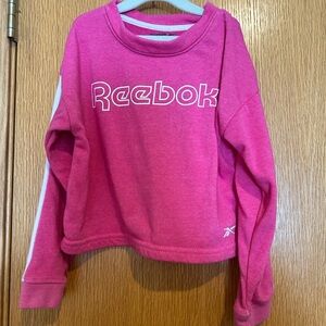 Reebok Girls Hot Pink Crewneck Sweatshirt with White Stripe